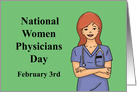 Women Physicians Day Card With Drawing Of WOman In Scrubs card