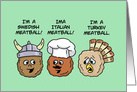 National Meatball Day Card With Three Cartoon Meatballs card