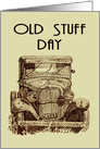 National Old Stuff Day With Drawing Of An Antique Car card