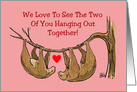 Valentine Card for Son And Girlfriend With Two Cartoon Sloths card