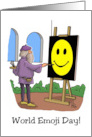 World Emoji Day Card With A Renaissance Artist Painting Happy Face card