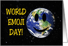 World Emoji Day Card With A Picture Of Earth From Space card