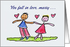 Anniversary Card With A Child-Like Drawing Of A Boy And Girl card