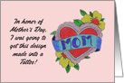 Mother’s Day Card With Tattoo Design Going To Make It Into A Tattoo card
