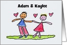 Custom Name Wedding Congratulations Card With Child-Like Drawing card