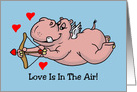 Valentine Card With Hippo Cupid Love Is In The Air card