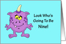 9th Birthday Card For a Boy With A Cartoon Alien, Monster card