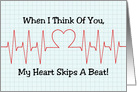 Heartbeat Display With Heart Thinking of You Blank Inside card