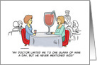 Blank Card With Cartoon With Huge Glass Of Wine Limit One A Day card