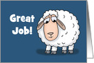 Congratulations On A Great Job Card With Cartoon Sheep Wool Done card
