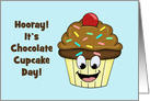 Cute National Chocolate Cupcake Day Card With Cartoon Cupcake card