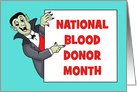 Cute National Blood Donor Month Card With Cartoon Dracula card