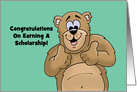 Congratulations For Earning A Scholarship Cartoon Bear Giving Thumbs card
