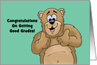 Congratulations On Getting Good Grades Cartoon Bear Giving Thumbs card
