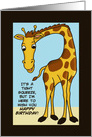Birthday Card With Cartoon Giraffe Bent Over To Fit The card