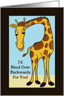 Friendship Card With Bent Over Cartoon Giraffe Bend Over Backwards card