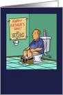 Humorous Father’s Day Card With Dad Sitting On Toilet With Sign card