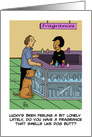 Love Your Pet Day Card With Cartoon Of Owner Buying Fragrance card