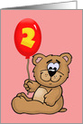 Cute Birthday Card For A Girl’s 2nd Birthday With Cartoon Bear card