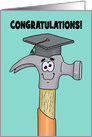 Graduation Card With Cartoon Hammer Wearing A Mortar Board card