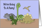 Kids Birthday Party Invitation With Cute Dinosaurs card