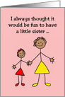 Cute Birthday Card For Younger Sister With African American Cartoons card