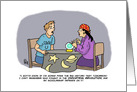 Humorous Blank Note Card With Teenage Boy Student And Fortune Teller card