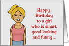 Birthday Card For Daughter Who Is Smart With Young Cartoon Girl card