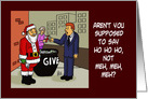 Christmas Card With Cartoon Santa’s Helper Saying Meh Meh Meh card