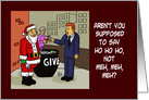 Blank Note Card With Cartoon Santa’s Helper Saying Meh Meh Meh card