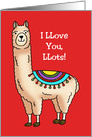Valentine Card With Cartoon Llama I Llove You Llots! card