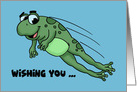 Birthday Card With Cartoon Frog Hopping Wishing You A Hoppy Birthday card