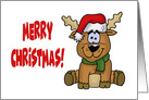 Cute Christmas Card With A Cartoon Reindeer Merry Christmas card