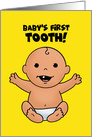 Congratulations Card For Baby’s First Tooth With Cartoon Baby card