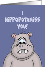Miss You Card With Cartoon Hippo I Hippopotamiss You card