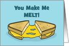 Blank Romantic Card With Grilled Cheese Sandwich With Melted Cheese card