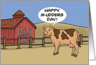 Humorous Mother’s Day Card With Cartoon Cow Happy M-Udders Day card