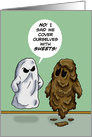 Humorous Adult Blank Note Card With Ghost Covered In Poop card