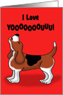 Cute Anniversary Card With Howling Hound Dog I Love Yooooouu! card