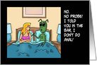 Adult Birthday Card With Woman In Bed With Alien Creature No Probe card