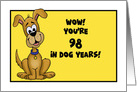 14 Year Old Birthday With Cartoon Dog Wow You’re 98 In Dog Years card