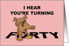 Humorous Adult 40th Birthday Card With Dog Peeing On Word Forty card