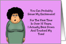 Getting Older Birthday I Actually Touched My Toes But With My Boobs card