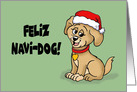 Cute Christmas Card With Cartoon Dog In Santa Hat Feliz Navi-dog card