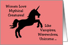 Humorous Hi, Hello Card Women Love Mythical Creatures card