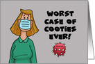 Covid-19 Card Cartoon Woman In Mask Worse Case Of Cooties Ever card