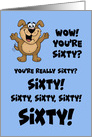 Humorous 60th Birthday With Happy Cartoon Dog Wow! You’re Sixty? card