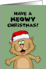 Humorous Christmas Card With Cat Have A Meowy Christmas card