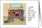 Humorous Blank Card With Cartoon About Santa Stuck In Chimney card