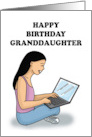 Granddaughter’s Birthday Card With Girl Working On Laptop card